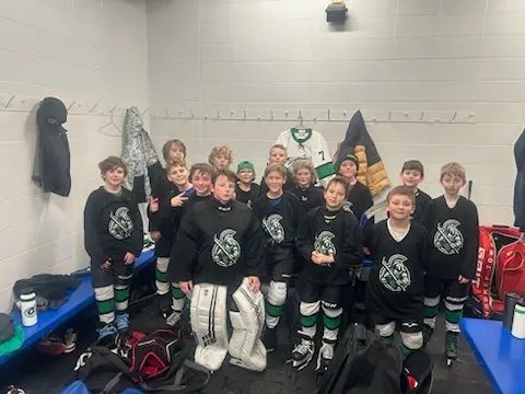 hockey team in locker room